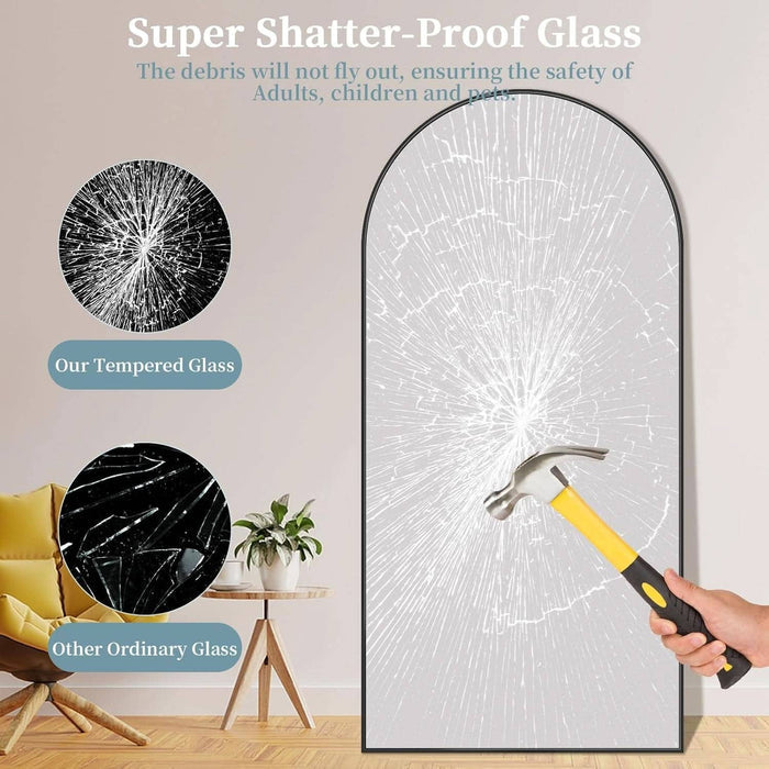 ShipItFurniture - Full Length Mirror With Stand 78x38 Inch Black Aluminum Frame