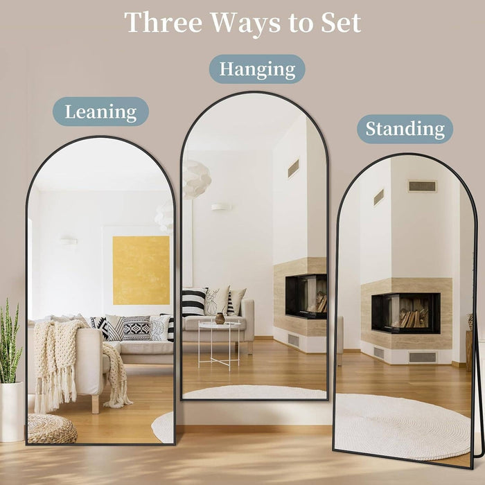 ShipItFurniture - Full Length Mirror With Stand 78x38 Inch Black Aluminum Frame