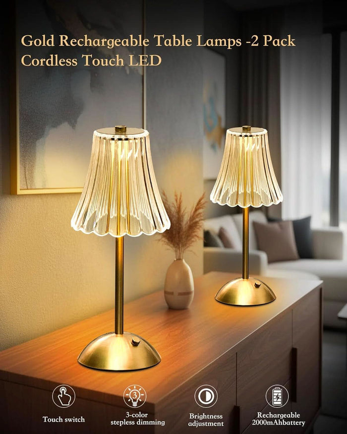 ShipItFurniture - Gold Rechargeable Battery Cordless Table Lamp Pack