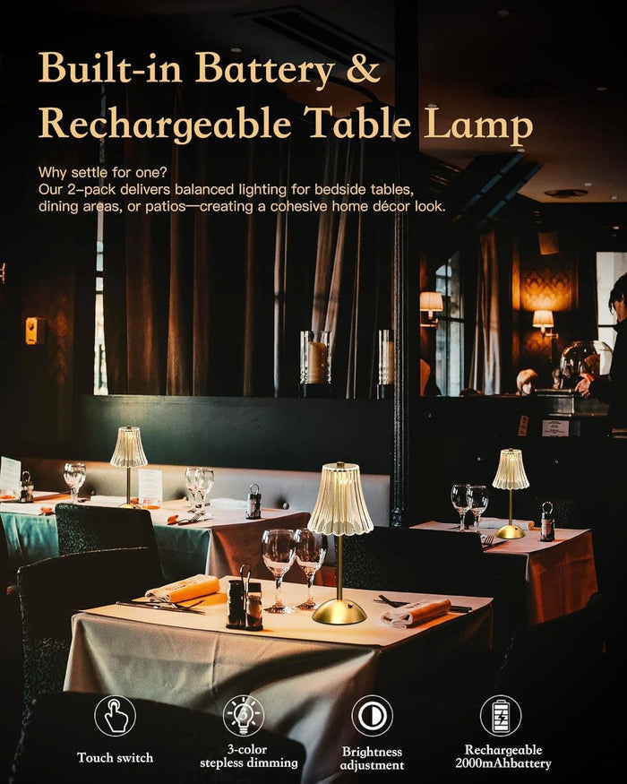 ShipItFurniture - Gold Rechargeable Battery Cordless Table Lamp Pack