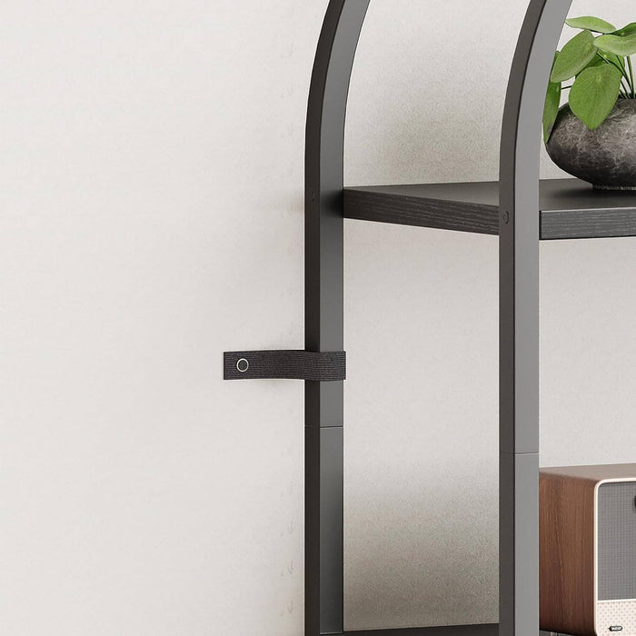 ShipItFurniture - Tall Black Arched Bookcase With 5 Open Shelves For Living Room