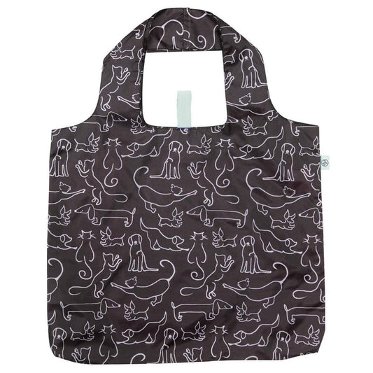 Shopping Bag Dog & Cat Brown blu Reusable