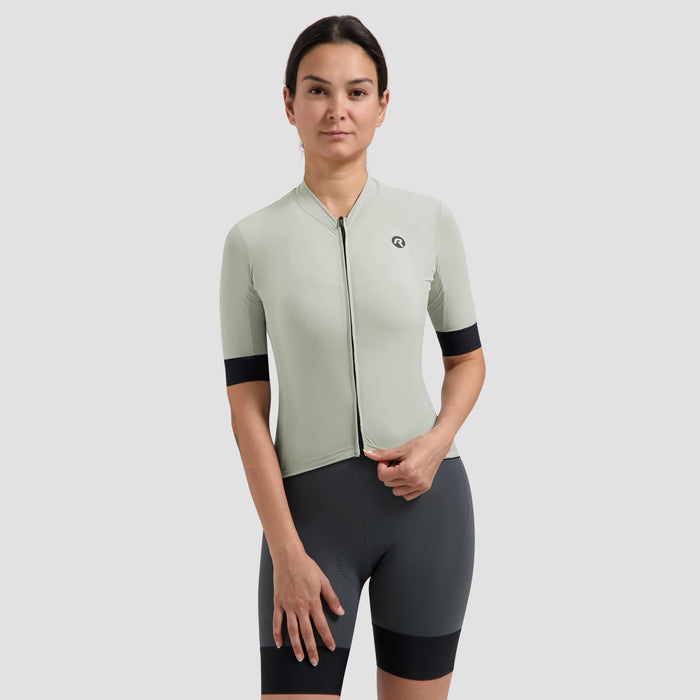 Rogelli Signature fietsshirt dames grijs korte mouw gedragen voorkant.