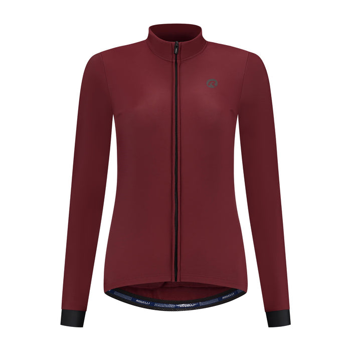 Rogelli Signature fietsshirt dames rood lange mouw voorkant.