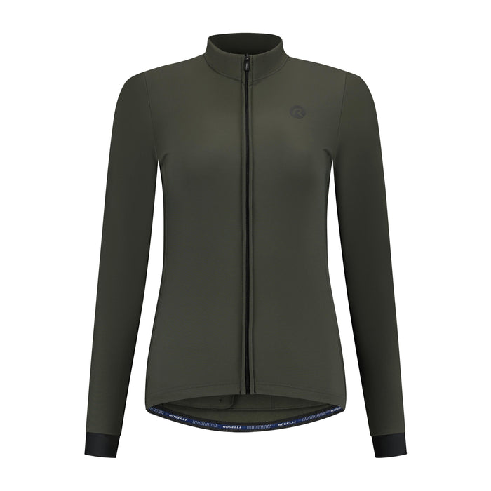 Rogelli Signature fietsshirt dames groen lange mouw voorkant.