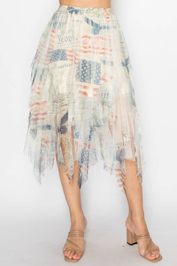 Skirt Dreamy Tiered Tulle Midi w/ Floaty Hem