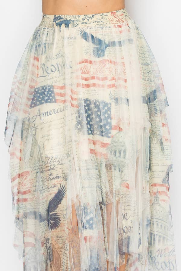 Skirt Dreamy Tiered Tulle Midi w/ Floaty Hem