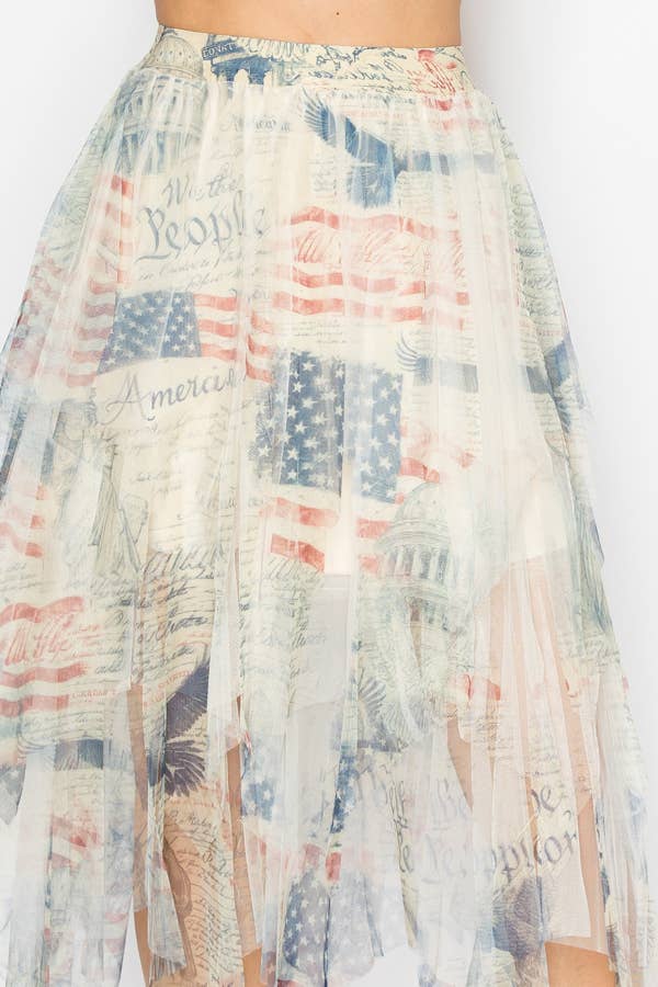 Skirt Dreamy Tiered Tulle Midi w/ Floaty Hem