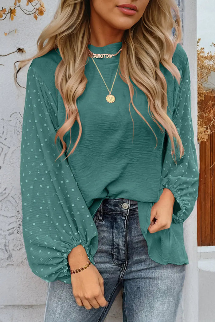 Skobeloff Swiss Dot Balloon Sleeve Loose Blouse - SKOBELOFF / S / 100% POLYESTER - Tops/Blouses & Shirts