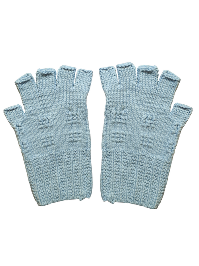 Sky Blue 100% Wool Fingerless Gloves | Soft, Warm & Stylish