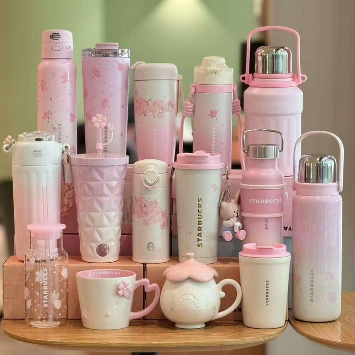 Starbucks Cup 2025 Cherry Blossom Spring Bloom Pink High Value Mark Glass Straw Stainless Steel Insulated Water Cup.