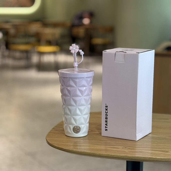 590ml stainless steel straw cup with straw stopper Limited time sale! !