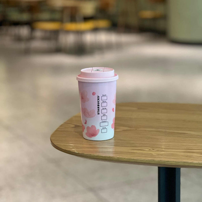 355ml Pink Cherry Blossom Gradient Stainless Steel Cup Spot Instant Delivery!!