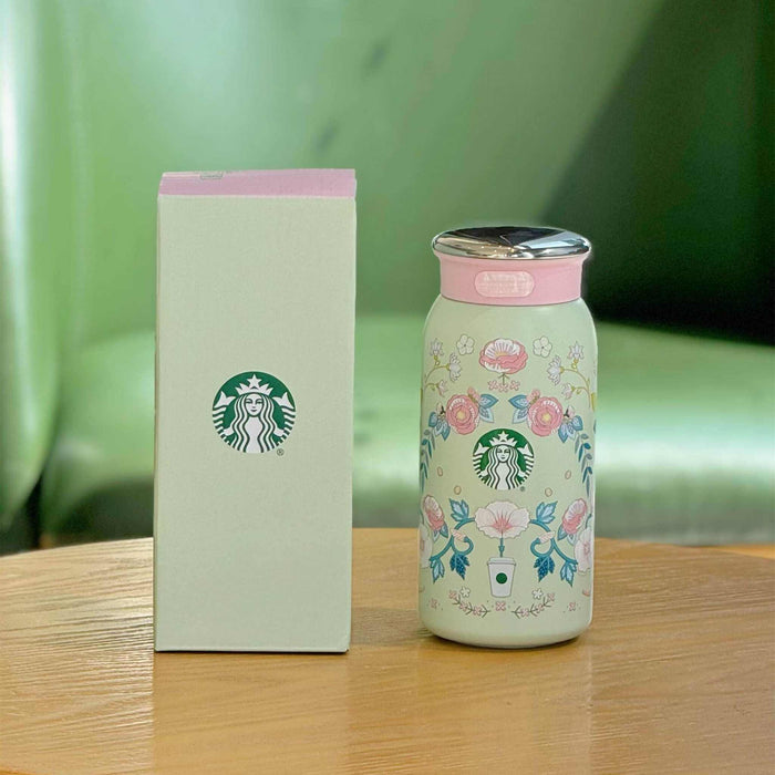 Starbucks cup 2025 spring flower fresh and romantic high-value ceramic mug stainless steel straw tumbler.