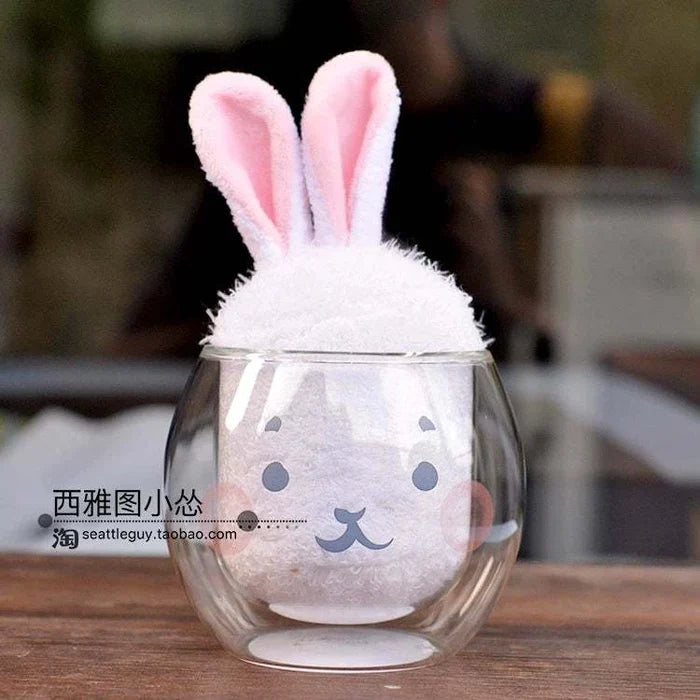 8oz cute rabbit with cup brush double glass