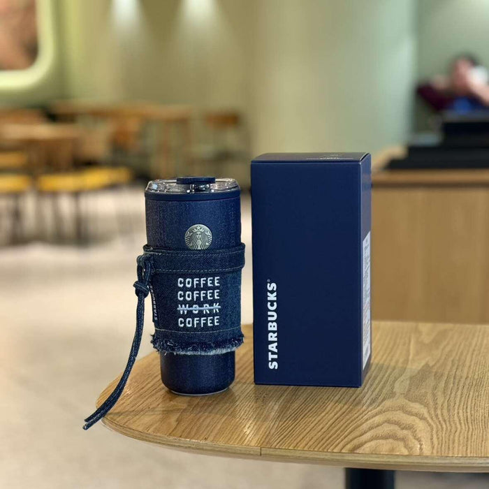 620ml stainless steel tabletop with denim cup sleeve