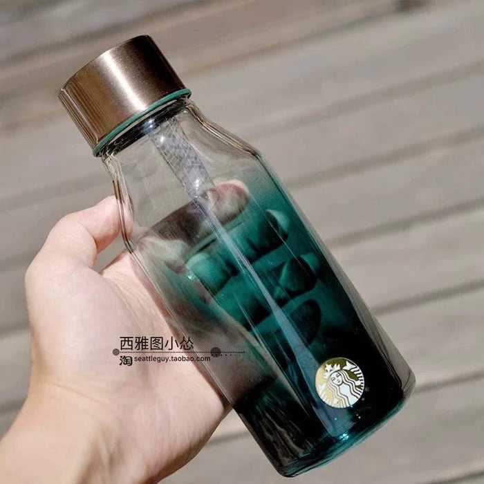 Dark green gradient glass bottle 473ml