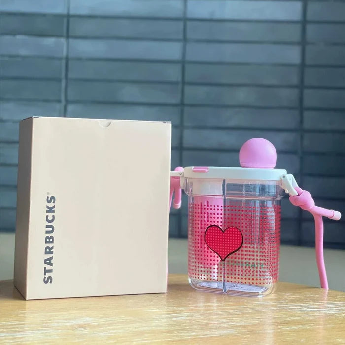 810ml Frappuccino Party Plastic Straw Cup [with Lanyard]