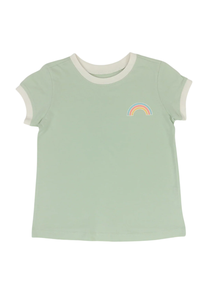 Stay Positive Boxy Ringer Tee - Honeydew