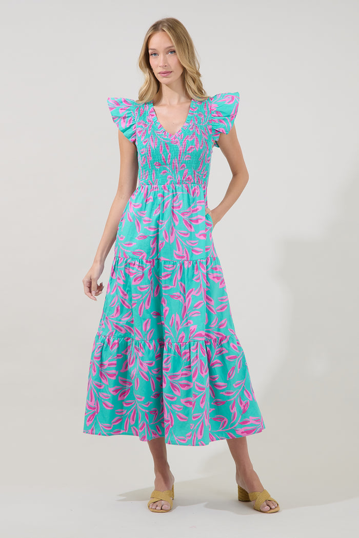 Sunfire Tiered Midi Dress Palmate