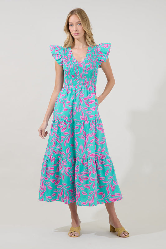 Sunfire Tiered Midi Dress Palmate
