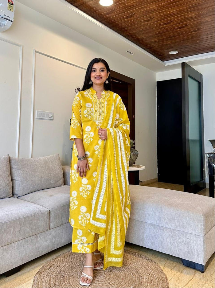 Sunny Floral Printed Palazzo Suit