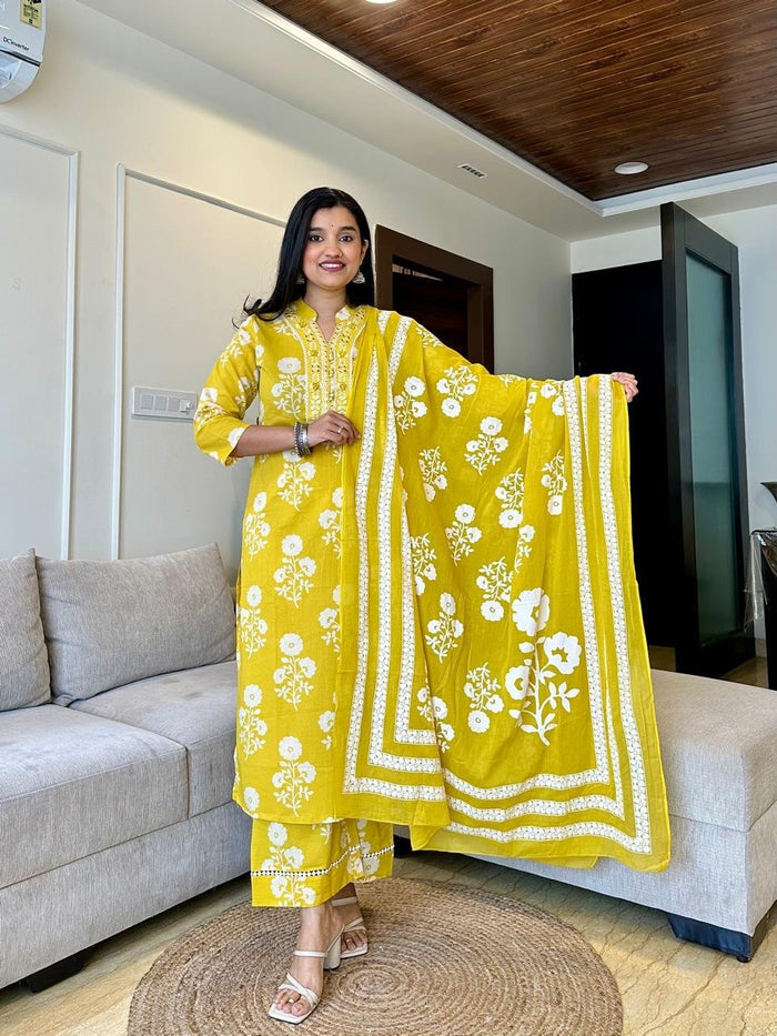 Sunny Floral Printed Palazzo Suit
