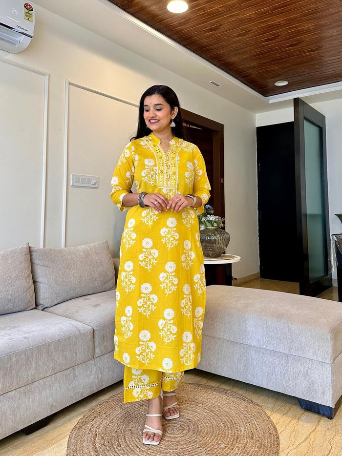Sunny Floral Printed Palazzo Suit