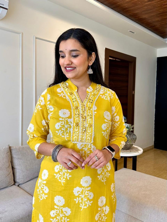 Sunny Floral Printed Palazzo Suit