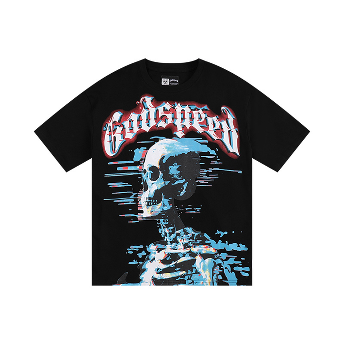 T-Shirt Godspeed Rap Rock Print Cotton Streetwear Black
