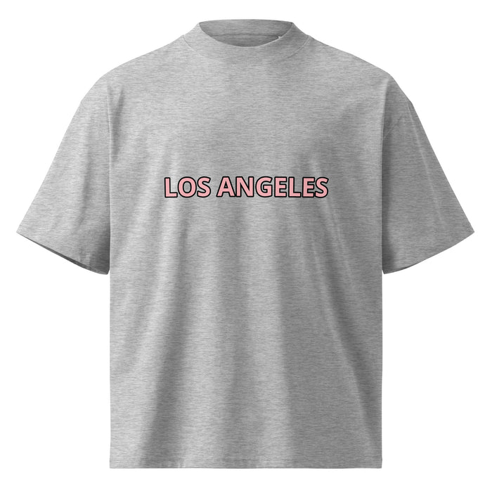 T-shirt oversize col montant Los Angeles Gris Chiné face - logo Los Angeles imprimé sur la poitrine