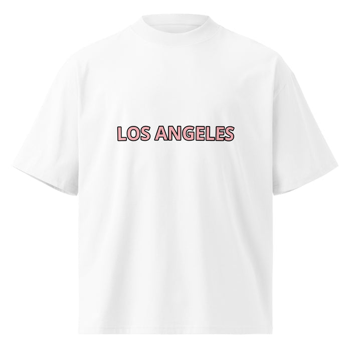 T-shirt oversize col montant Los Angeles Blanc face - logo Los Angeles imprimé sur la poitrine