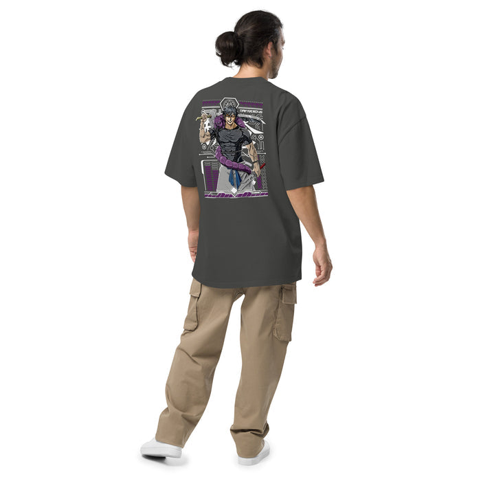 T-shirt oversize délavé manga anthracite délavé dos - personnage sombre Dangerous