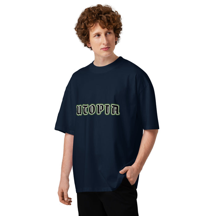 T-shirt oversize Utopia bleu marine face - streetwear aesthetic
