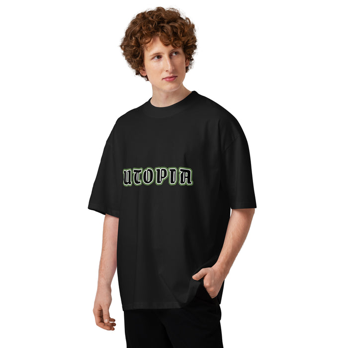 T-shirt oversize Utopia noir face - streetwear aesthetic
