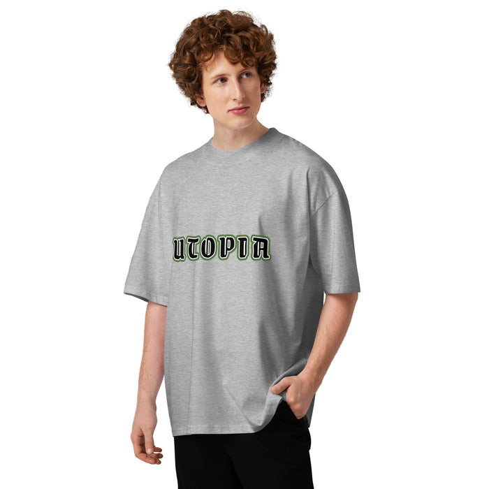 T-shirt oversize Utopia gris chiné face - streetwear