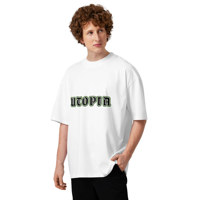 T-shirt oversize Utopia blanc face - streetwear aesthetic