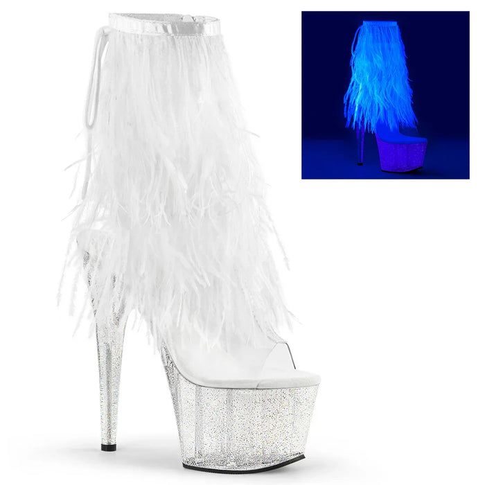 Tacones Pleaser ADORE-1017MFF Transparente Blanco Marabou