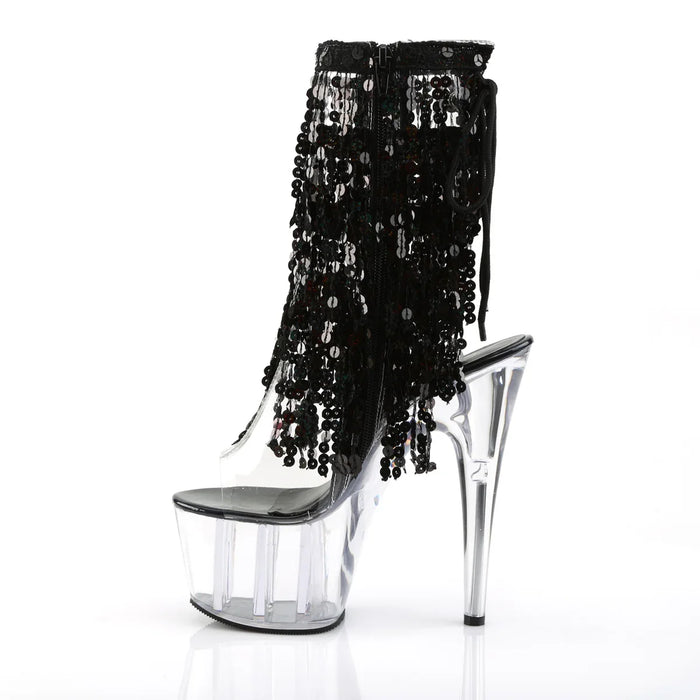 Tacones Pleaser ADORE-1017SQF Transparente Negro Holo