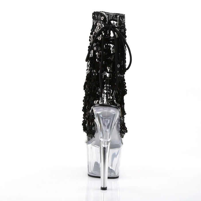 Tacones Pleaser ADORE-1017SQF Transparente Negro Holo