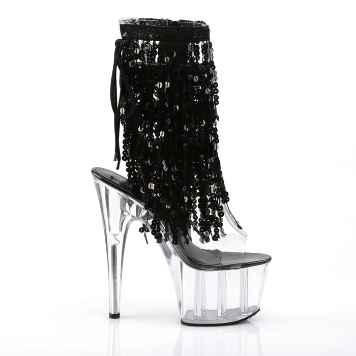 Tacones Pleaser ADORE-1017SQF Transparente Negro Holo