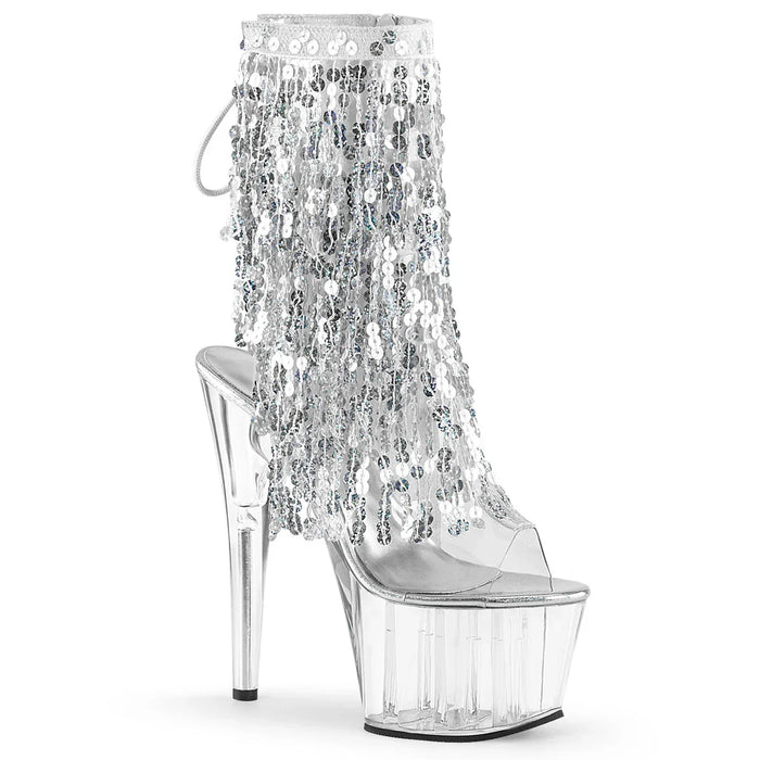 Tacones Pleaser ADORE-1017SQF Transparente Plata Holo