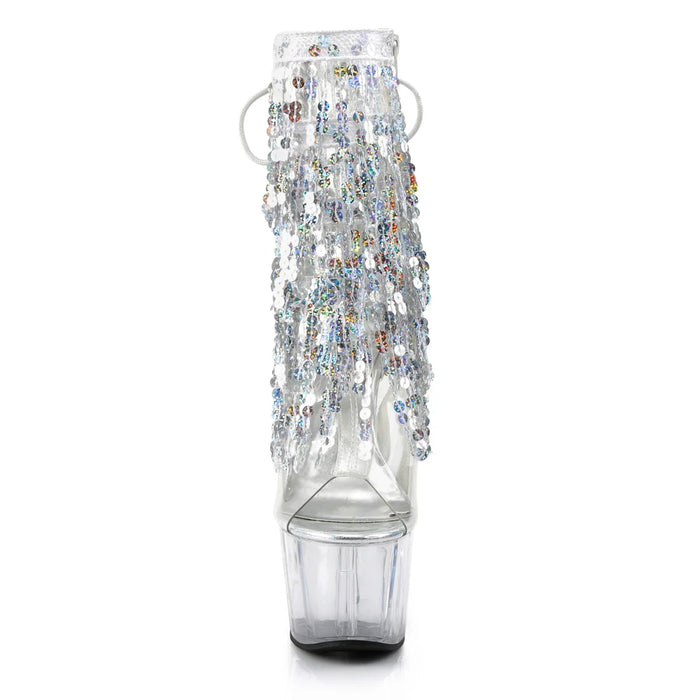Tacones Pleaser ADORE-1017SQF Transparente Plata Holo