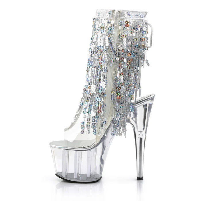 Tacones Pleaser ADORE-1017SQF Transparente Plata Holo