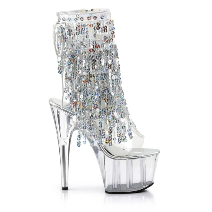Tacones Pleaser ADORE-1017SQF Transparente Plata Holo