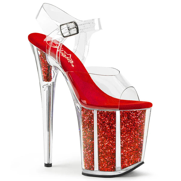 Tacones Pleaser FLAMINGO-808G Transparente Rojo Purpurina