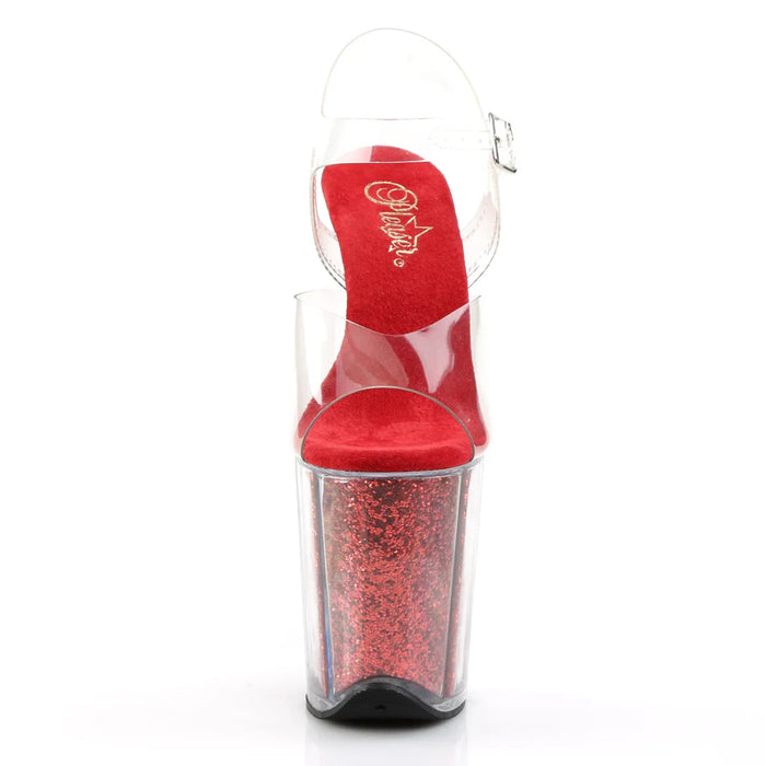 Tacones Pleaser FLAMINGO-808G Transparente Rojo Purpurina