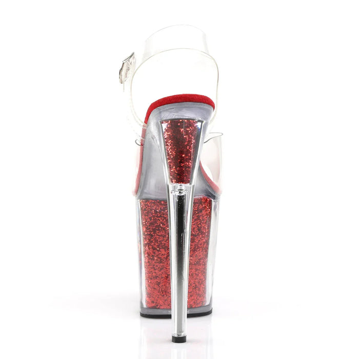 Tacones Pleaser FLAMINGO-808G Transparente Rojo Purpurina