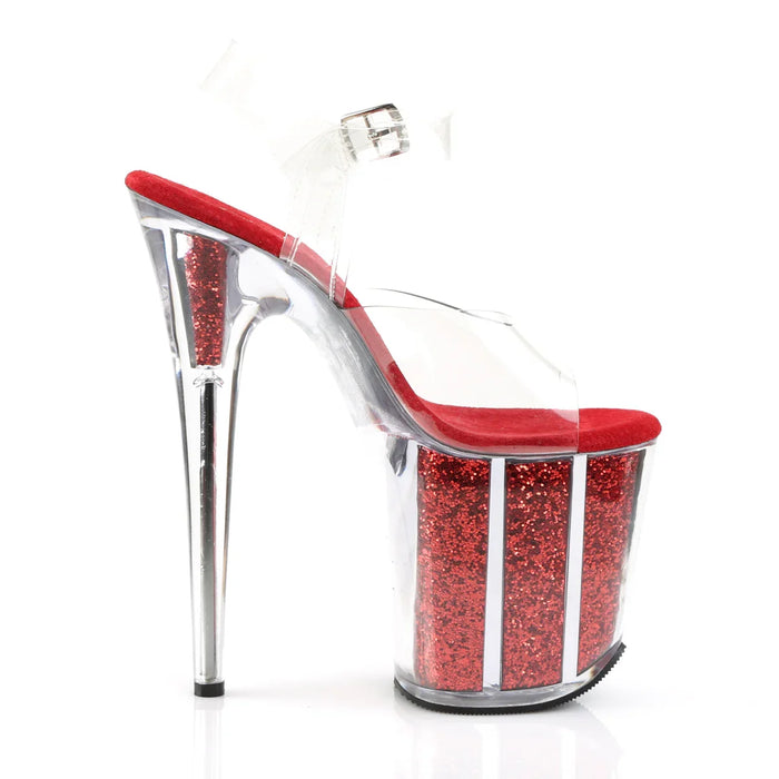 Tacones Pleaser FLAMINGO-808G Transparente Rojo Purpurina