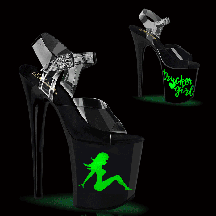 Tacones Pleaser FLAMINGO-808NLTG Transparente Negro